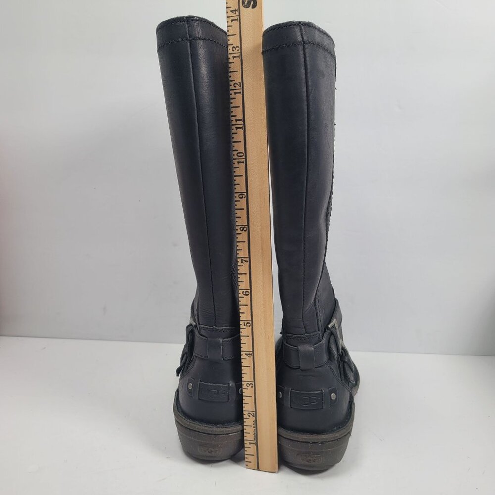 UGG Women’s Rosen Black Leather Tall Zip Up Boots S/N1008210 US Size 6 - Picture 10 of 12